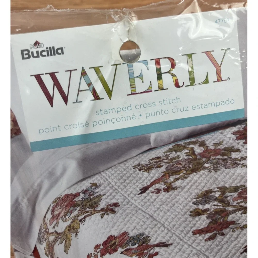 Bucilla Waverly Stamped Cross Stitch Charleston Chirp Quilt Blocks NEW